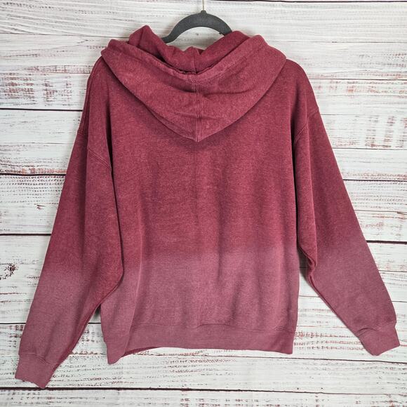 Outer Banks NC Maroon Sweater Jacket M Zip Up Hooded Pockets Fade Cozy Warm NWT - Picture 2 of 14
